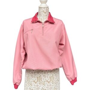 Vintage Tehama Sporty Quarter Zip Pink Pullover Jacket - Size Large
